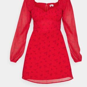 NWT Hollister red floral dress xs